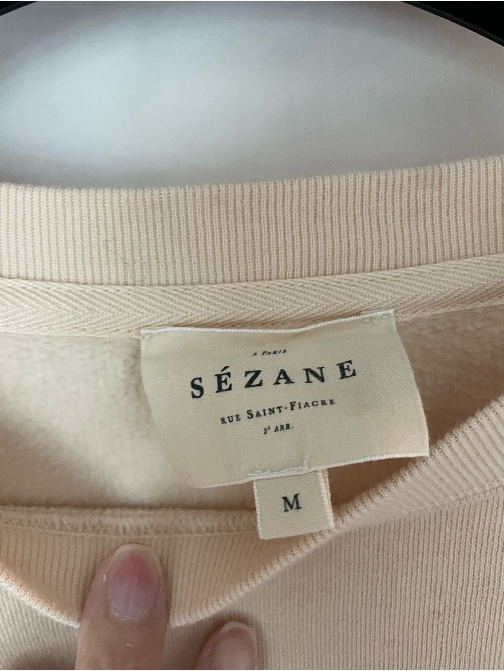 Sézane La Chamade Sweatshirt Cream Red Heart Size M EUC Organic Cotton - Picture 3 of 5